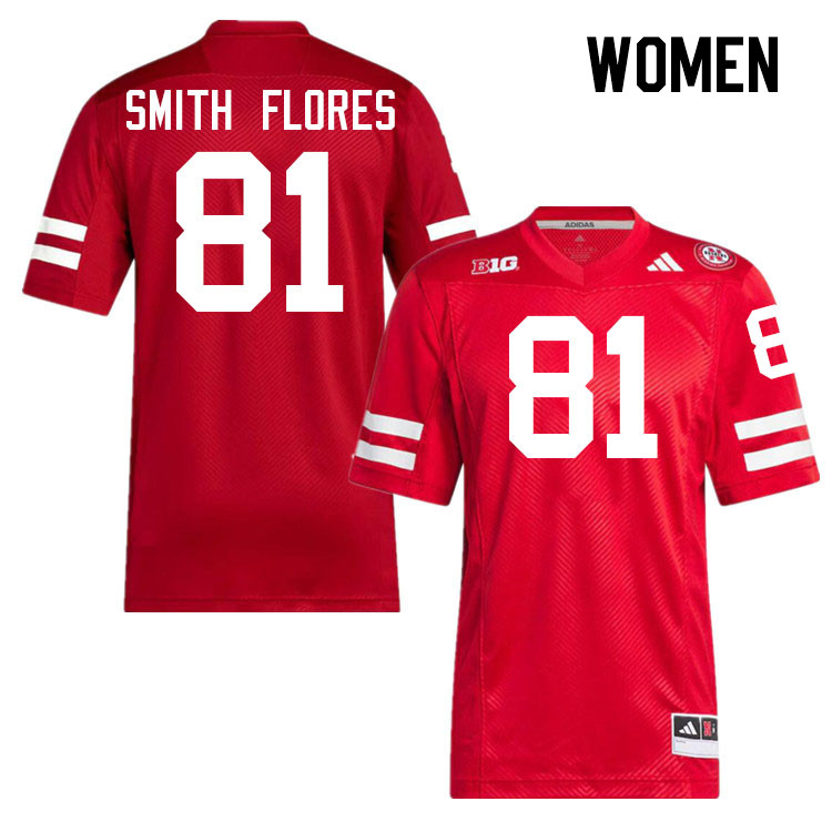 Women #81 Ismael Smith Flores Nebraska Cornhuskers College Football Jerseys Stitched Sale-Scarlet